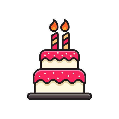 Simple birthday cake vector illustration isolated on white background