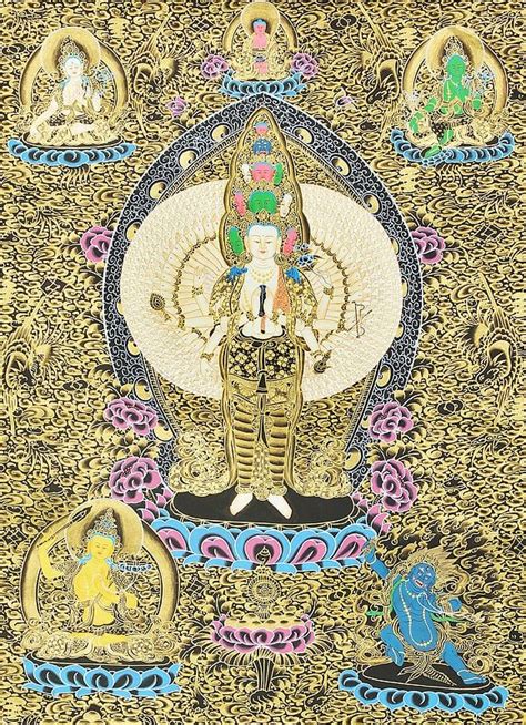 Thousand Armed Avalokiteshvara Tibetan Buddhist Deity Exotic India Art