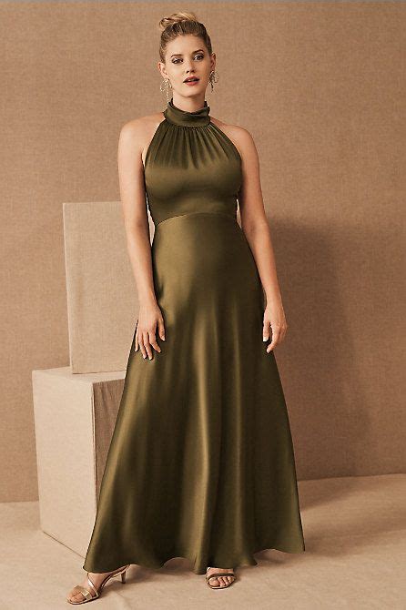 Cortland Satin Charmeuse Dress Olive Green Bridesmaid Dresses Bhldn