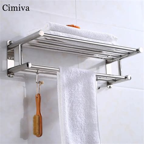 Stainless Steel Bathroom Towel Holder Wall Mounted Towel Rack Bath