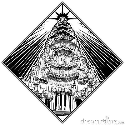 Centerpiece Of The Angkor Wat Temple Rhombus Shape Logo Isolated On