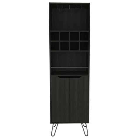 H Bar Cabinet , Black Living Room With 2 Inner Shelves And 8 Open For