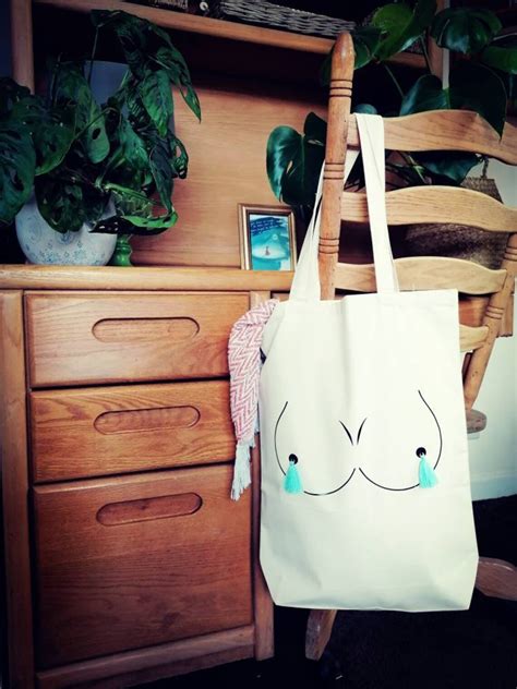 Boob Tote Tote Bag Canvas Bag Accessory Boob Bag Gift Etsy