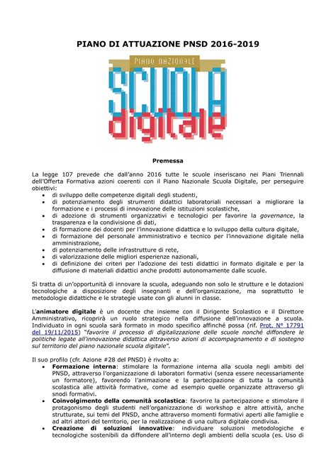 Piano Di Attuazione Del Pnsd Pdf