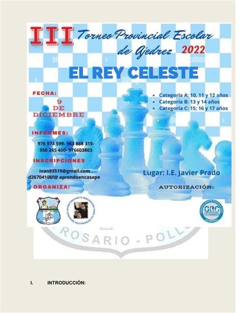 Proyecto Ajedrez Iii Torneo Escolar Provincial De Ajedrez Pdf