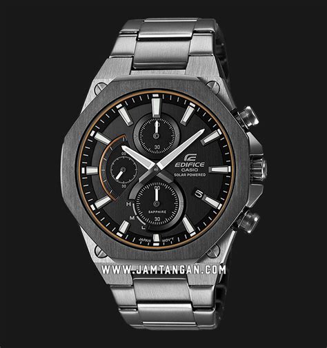 Casio Edifice Slim Line Efs S Dc Audf Tough Solar Black Dial Grey