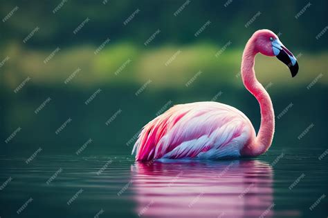 Premium Photo Side View Of Flamingo Perching In Water Digital