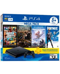 CONSOLA PLAYSTATION 4 SLIM NEGRO 1TB MEGAPACK 6 – Gameplanet