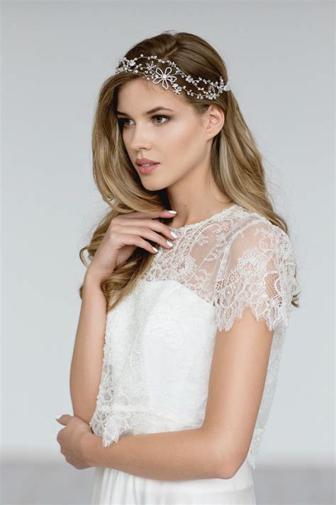 Ivory Wedding Top With 3D Decor AKVILE Bridal Floral Lace Top With