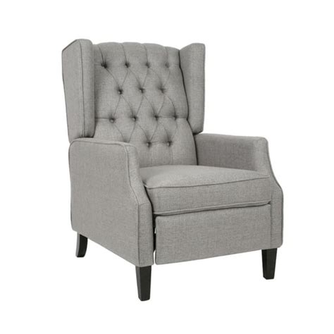 Diana Traditional Wingback Recliner Gray And Espresso