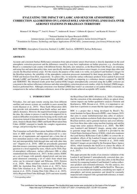 Pdf Evaluating The Impact Of Lasrc And Sen Cor Atmospheric Correction