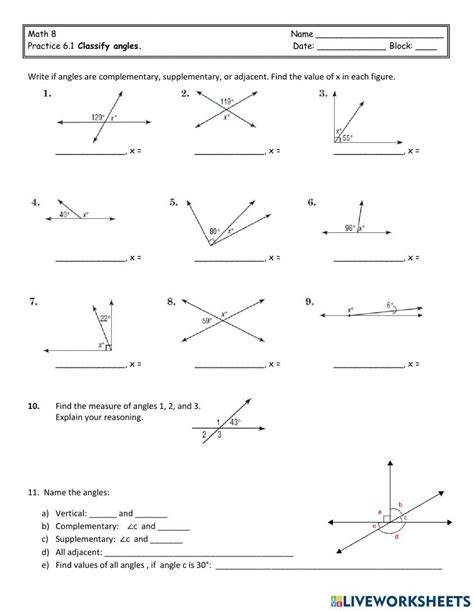 Complementary And Supplementary Angles Worksheets Worksheets Library