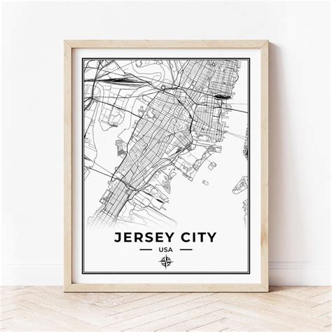 jersey city map print map  jersey city  jersey digital