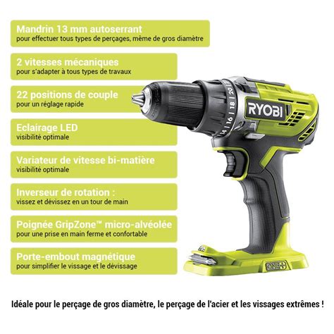 Perceuse Visseuse Sans Fil R18DD3 0 18V Ryobi Prix Le Plus Bas