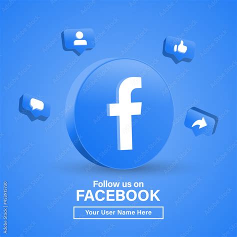 follow us on facebook for social media icons banner in 3d round circle notification icons like ...