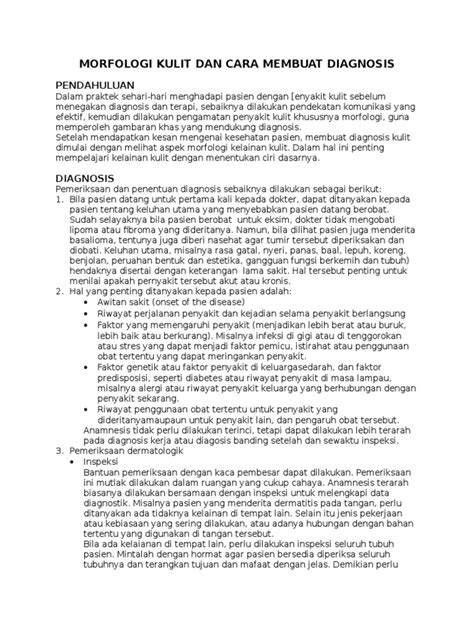 Morfologi Kulit Dan Cara Membuat Diagnosis Pdf