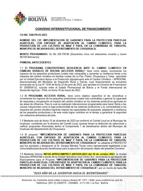 Formato De Convenio Tangoya Descargar Gratis Pdf Bolivia