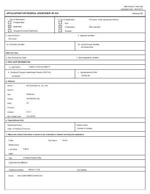 Fillable Online Dhcd Virginia 2012 Form OMB SF 424 Fill Online