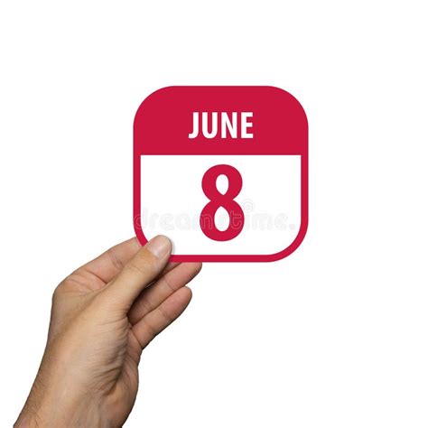 June 8th Day 8 Of Monthhand Hold Simple Calendar Icon With Date On