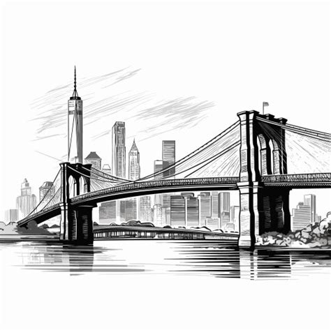 Brooklyn bridge city scene Royalty Free Vector Image