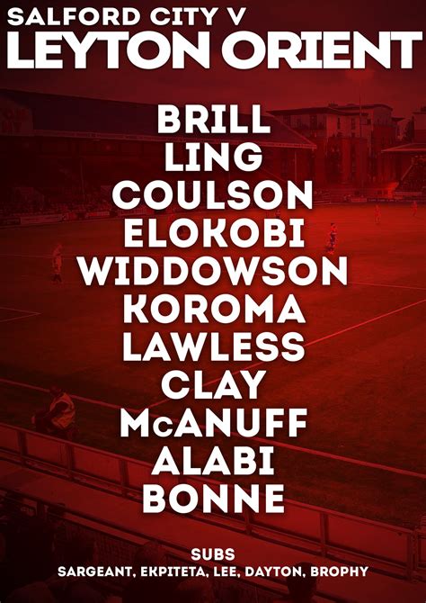 Leyton Orient On Twitter Team News And Now In Graphic Form The Full