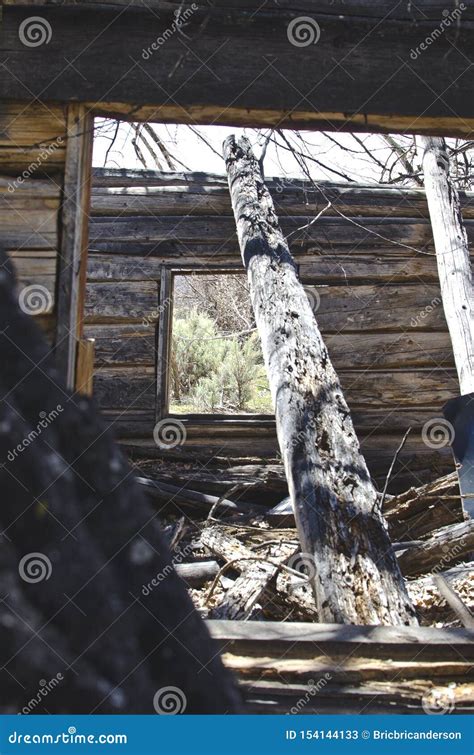 Inside The Burnt Old Log Cabin Stock Image Image Of Long Country