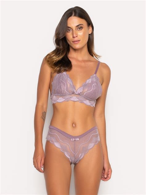 Conjunto de Renda Lingerie Calcinha E Soutien Feminino Luxo Romântico Lilas Compre Agora
