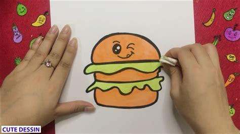 Comment dessiner et colorier un hamburger mignon facilement étape par