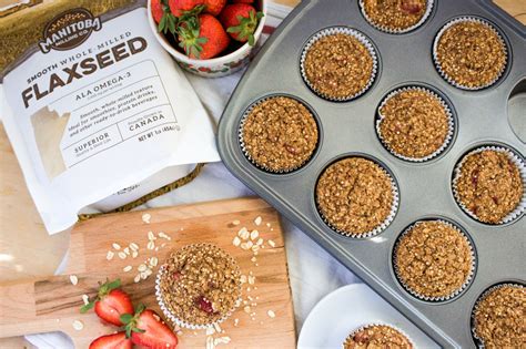 Strawberry Banana Oatmeal Muffins Manitoba Flax Seed Milling Company