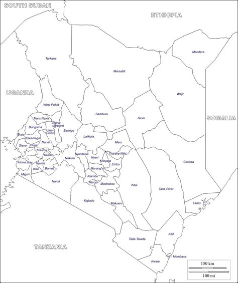 Printable Kenya Map Outline – Free download and print for you.