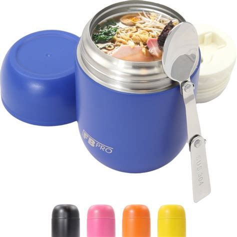 Blauwe Thermos Voedselcontainer Met Lepel Thermoskan Thermosbeker