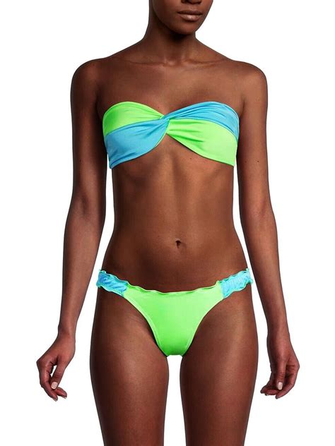 Peixoto Summer Swirl Edy Colorblock Bandeau Bikini Swim Top Us Small