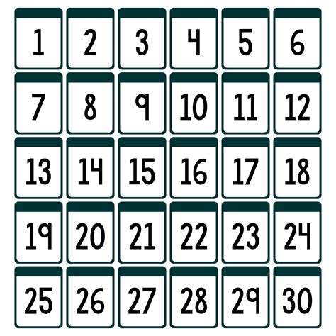 Numbers 1 30 Printable - Printable Free Templates