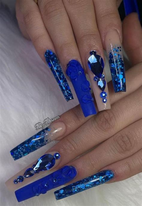 Pin By Jannet Cervantes On Idk Blue Acrylic Nails Blue Glitter Nails