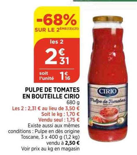 Promo Pulpe De Tomates En Bouteille Cirio Chez Atac Icatalogue Fr