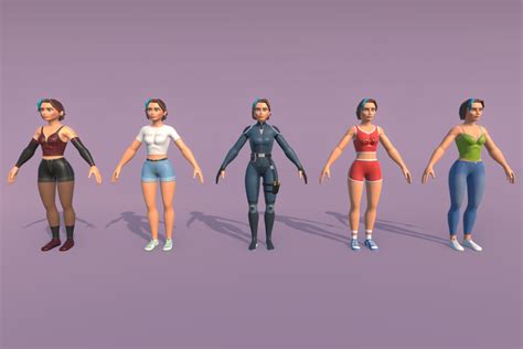 Rigged Low Poly Stylized Agent Girl Character With Custom Cloths