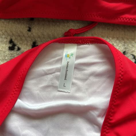 Beachsissi Swim Nwt Beachsissi Bikini Set Red High Waisted Bottoms Padded Top Large Poshmark