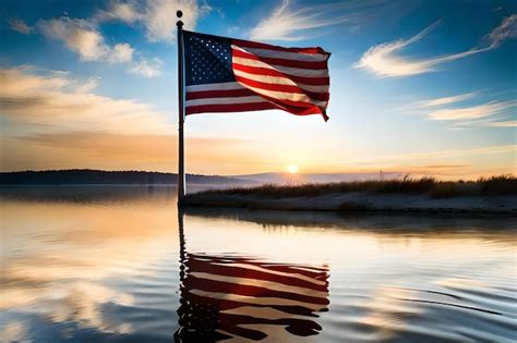 Premium AI Image Memorial Day With American Flag And Sky In Usa