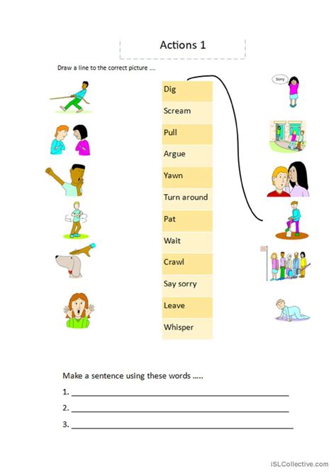 Action Verbs Worksheet General Vocab English Esl Worksheets Pdf Doc