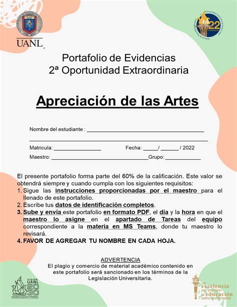 Apreciacion De Las Artes Portafolio Da Oportunidad Etapa