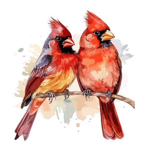 Premium Vector Beautiful Northern Cardinal Bird Watercolor Paint