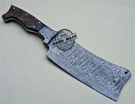 Damascus Cleaver Butchers Knife Custom Handmade Damascus