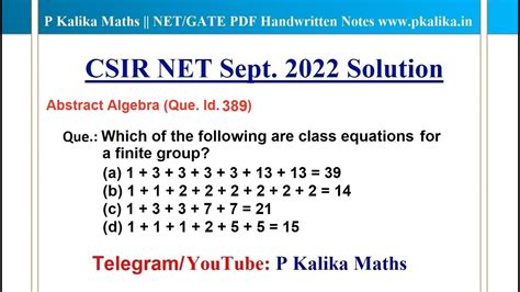 CSIR NET Sept 2022 Que Finding Class Equation Of A Finite Group Que