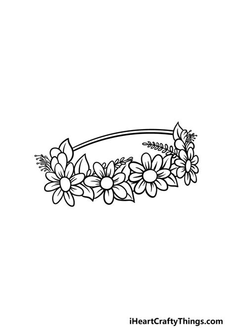 flower crown drawing   draw  flower crown step  step