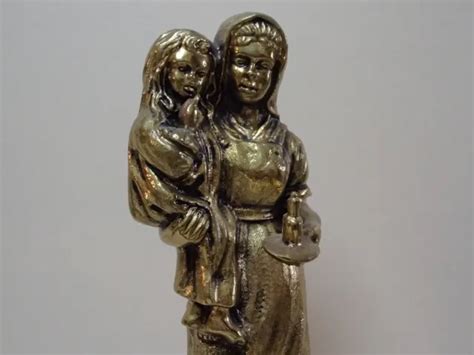 STATUE LA MERE ET L ENFANT en bronze doré hauteur 26 cm EUR 27 00