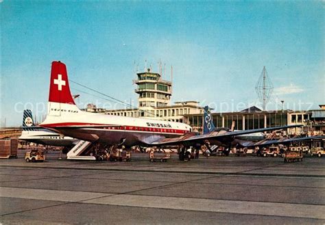 Ak Ansichtskarte Swissair Zuerich Flughafen Kloten Kat Flug Nr