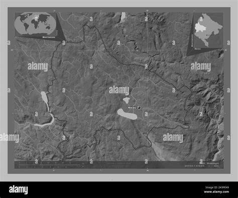 Niksic Municipality Of Montenegro Grayscale Elevation Map With Lakes