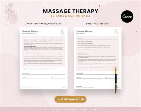 Editable Massage Therapist Forms Massage Consent Form Massage Intake