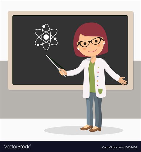 Young female teacher on science lesson Royalty Free Vector