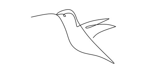 One Continuous Line Drawing Of Cute Hummingbird Hand Drawn Line Art